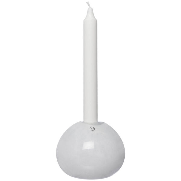 Lysestage Glas Ø11 cm Hvid