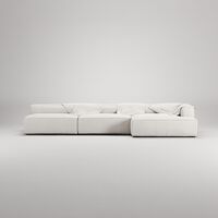 Grand 5-Sitssoffa schäslong Höger Bouclétyg Steam White