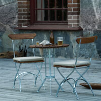 Bryggeribord Ø60 cm Obehandlad Teak / Varmförzinkat Stål