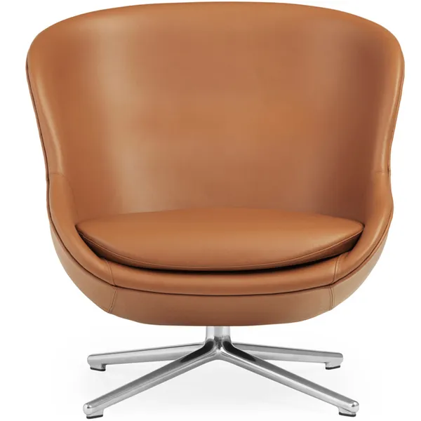 Hyg Fåtölj Låg Med Snurrbas Brandy Läder / Aluminium