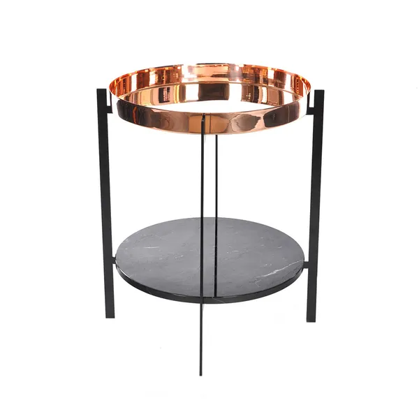 Deck Sidebord Sort Marmor/Kobber
