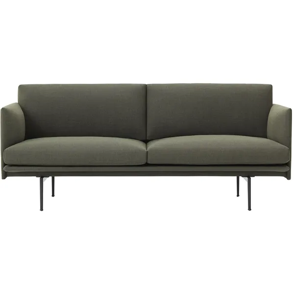 Outline Sofa 2-seters Clay 12 / Sort Aluminium