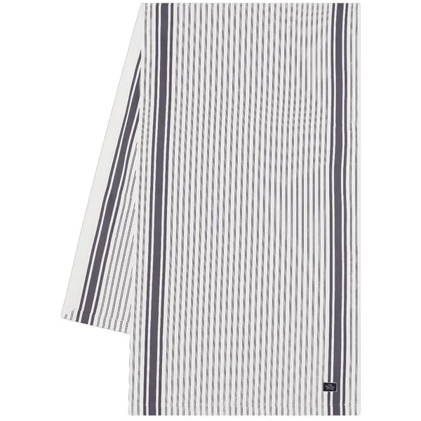 Icons Striped Organic Cotton Oxford Bordløper 50x150 cm Hvit / Dress Blue