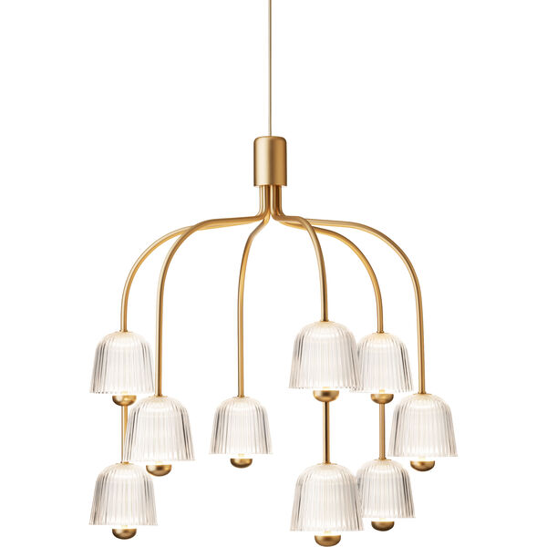 Asteea 9 Lysekrone Satin Brass / Klar