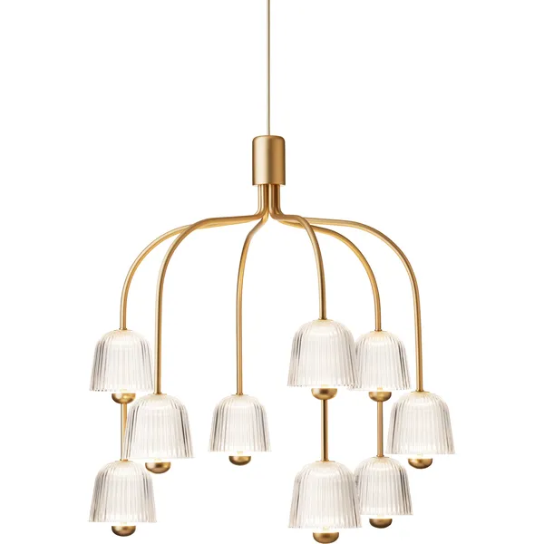 Asteea 9 Lysekrone Satin Brass / Klar