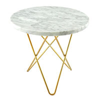 Tall Mini O Table Sidobord Ø50 cm Mässing/Vit marmor