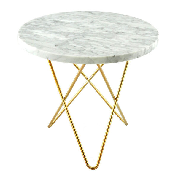 Tall Mini O Table Sidebord Ø50 cm Messing/Hvit Marmor