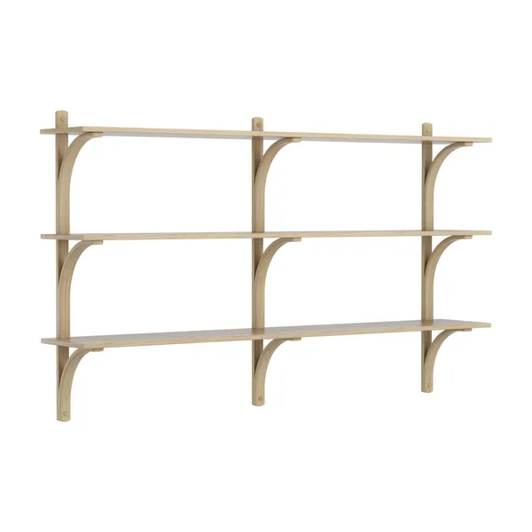 Levi Wall Shelf 180 cm Medium Brass / Naturlack Oak