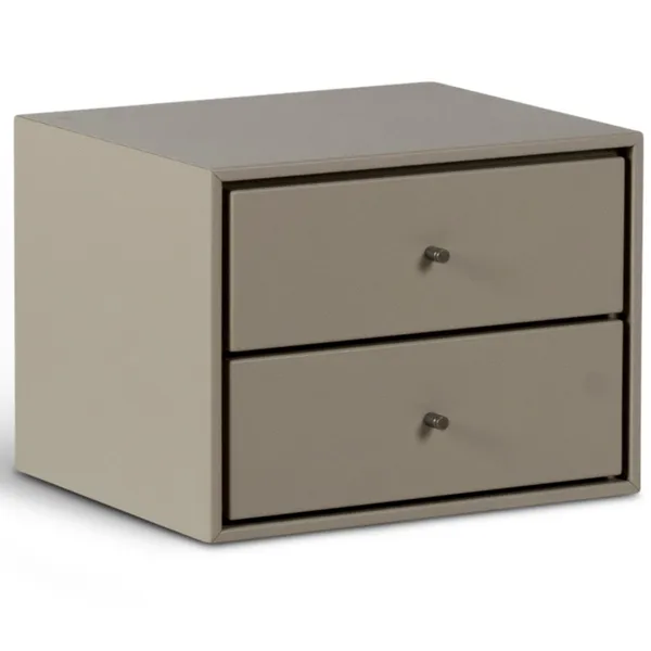 Volt Nattbord Vegghengt 2 Skuffer Beige/Rustfritt Stål