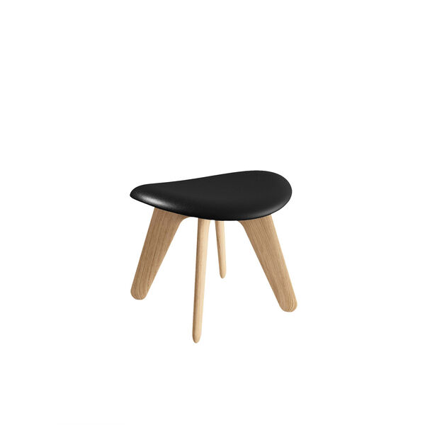 Slab Ottoman Natur / Svart Läder