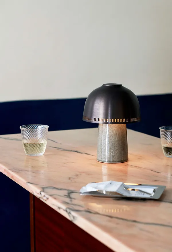 Raku Bordlampe Beige Grey / Aluminium