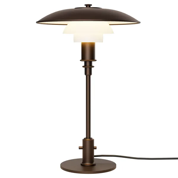 PH 3/2 Bordlampe Aged Brass / Opalglas