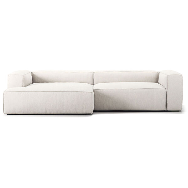 Grand 3-Sitssoffa schäslong Vänster Bouclétyg Steam White