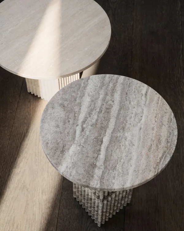 Soho Coffee Table Ø50 cm Silver Travertine