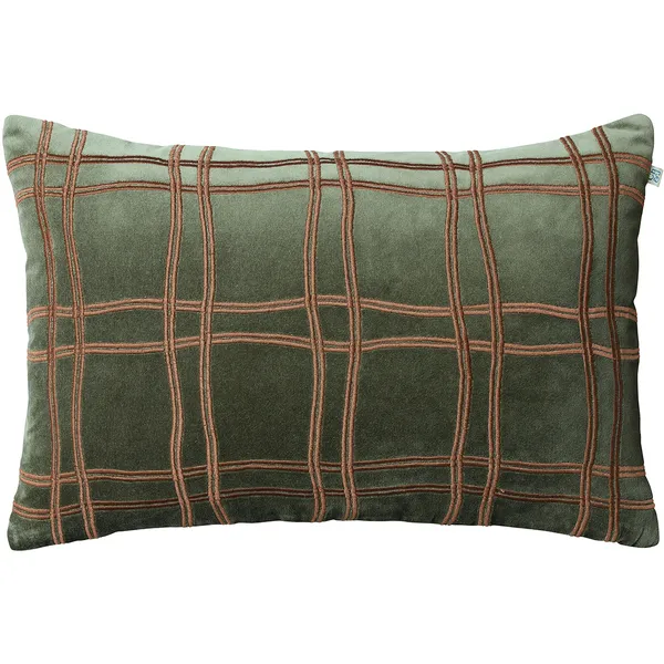 Tattersall Tyynynpäällinen 40x60 cm Forest Green / Konjakinruskea