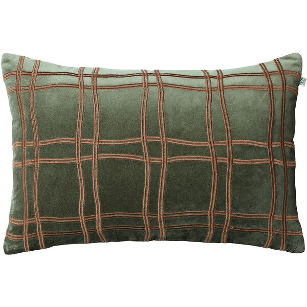Tattersall Tyynynpäällinen 40x60 cm Forest Green / Konjakinruskea