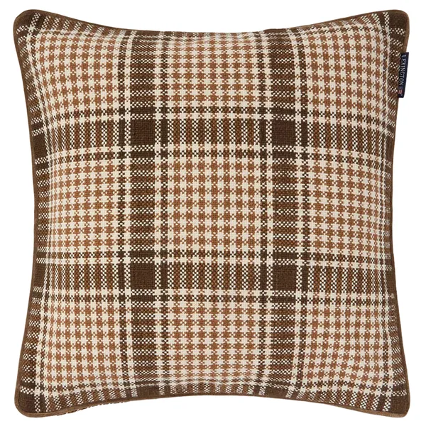 Checked Pudebetræk 50x50 cm Brunt / Fudge / Lys Beige