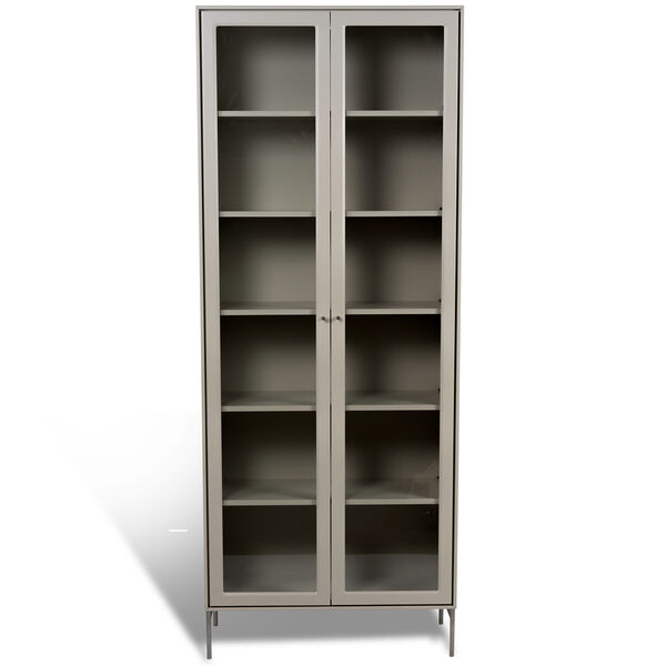 Volt Skab Glasdør 190 cm Beige/Rustfrit Stål