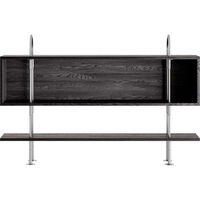 Keen Hyldesystem Med 1 Hylde / 1 Kassehylde 160 cm Satinpoleret Rustfrit stål / Sortbrun bejdset Ask