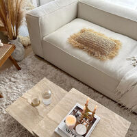 Grand 3-Sitssoffa Bouclétyg Steam White