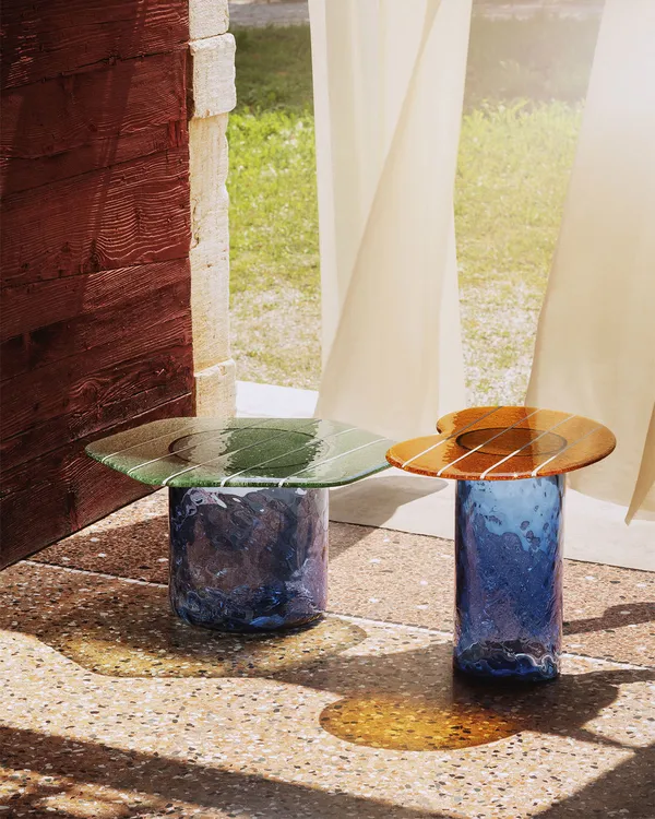 Striche Side Table Orange / Blue