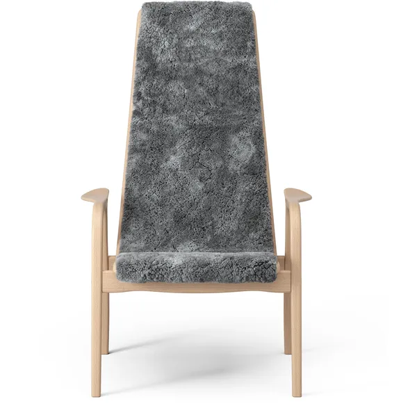 Lamino Lenestol med Fotskammel Saueskinn Scandinavian Grey / Lakkert Bøk