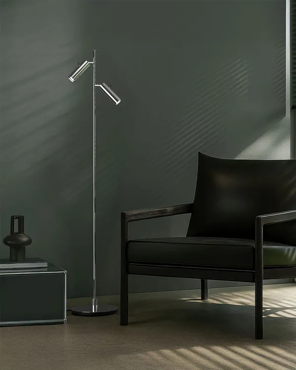 Pipeline Golvlampa Dubbel Krom
