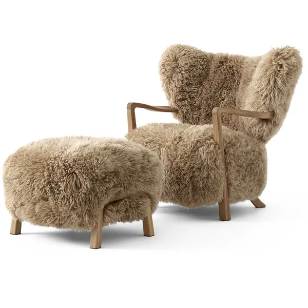 Wulff ATD2 Loungestol + ATD3 Fotskammel Valnøtt / Sheepskin Honey