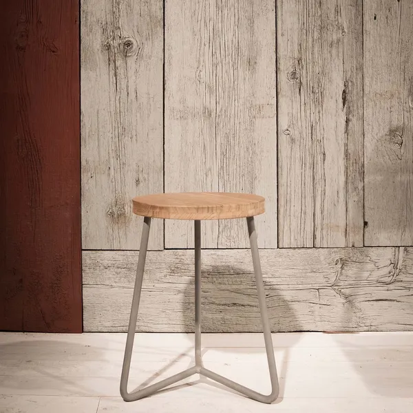 Pall V1 45 cm Obehandlad Teak / Varmförzinkat Stål