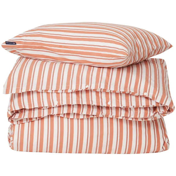 Striped Cotton Poplin Sengesett 220x220 + 50x60x2 cm Terra