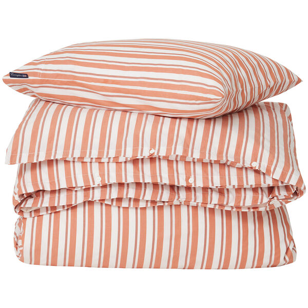 Striped Cotton Poplin Bäddset 220x220 + 50x60x2 cm Terra