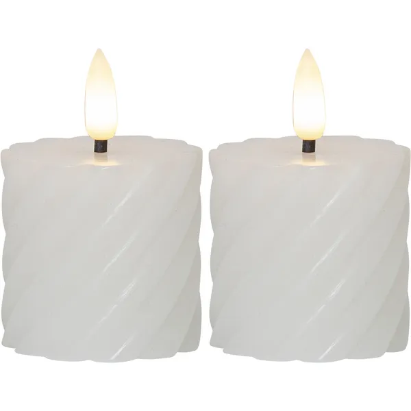 Flamme Swirl LED Bloklys 75 cm 2-pak Gråt