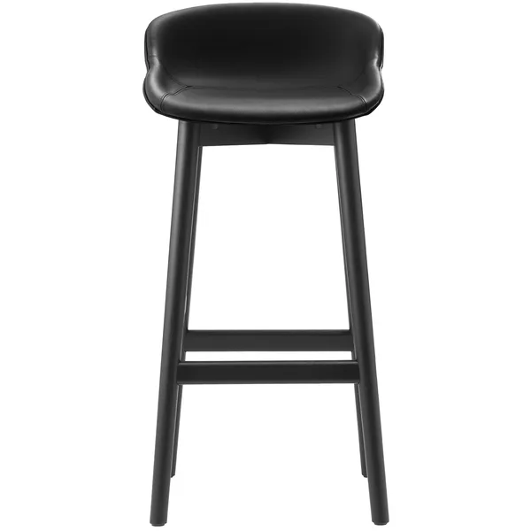 Hyg Barstol 75 cm Sort Læder / Sort Egetræ