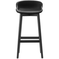 Hyg Barstol 75 cm Sort Læder / Sort Egetræ
