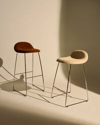 GUBI 3D Barstol H65 Rustfritt Stål / Lupo Special Diagonal Bouclé / Dedar 009