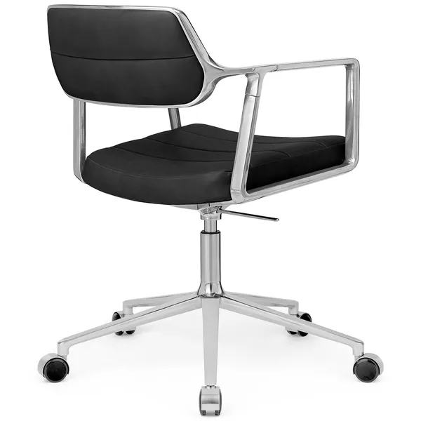 453+ Svingstol Med Hjul Polert Aluminium / Black Leather