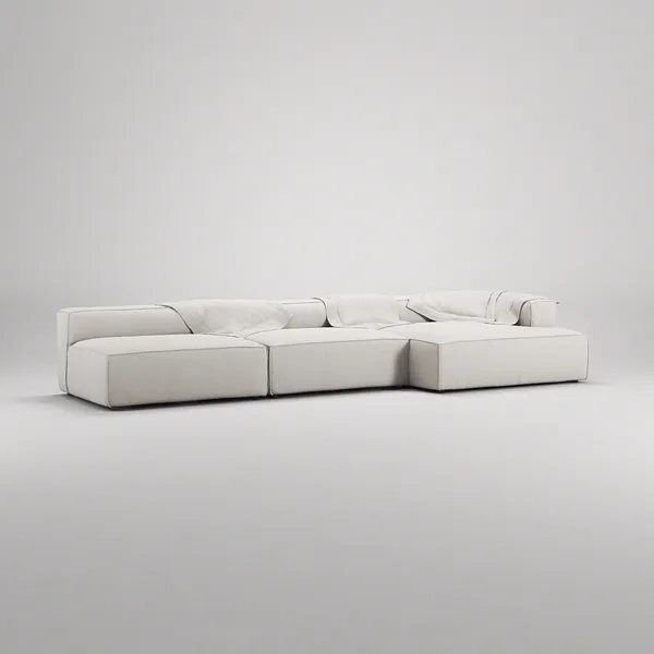 Grand 5-Sitssoffa schäslong Höger Minetyg Moon White
