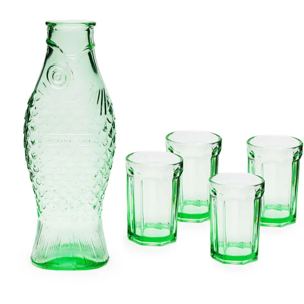 Fish & Fish Karaff Med 4 Tumblerglas Grön