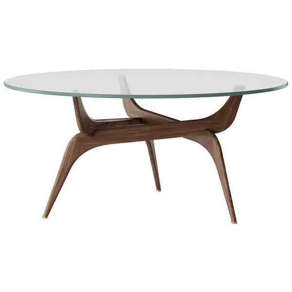 Triiio Sofabord Ø90 cm Olieret Valnød / Klart Glas