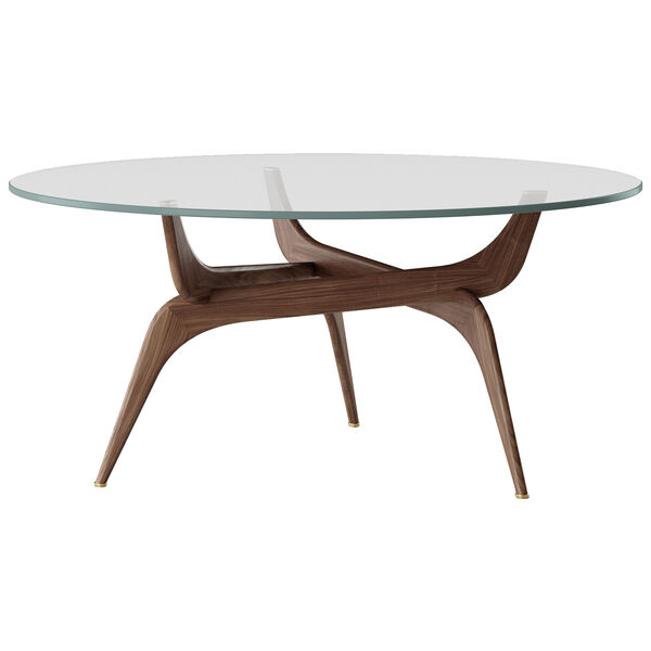 Triiio Sofabord Ø90 cm Olieret Valnød / Klart Glas