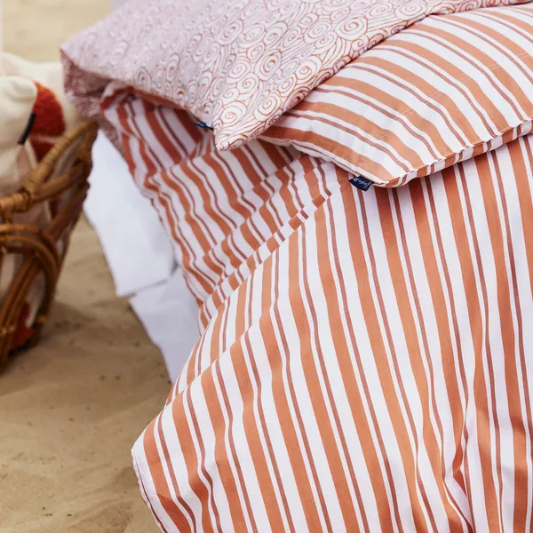 Striped Cotton Poplin Sengesett 220x220 + 50x60x2 cm Terra