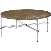 TS Sohvapöytä 80 cm Kiiltävä Teräs / Ruskea Emperadormarmori