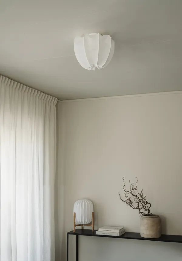 Anna Mini Flush Ceiling Light Linen White