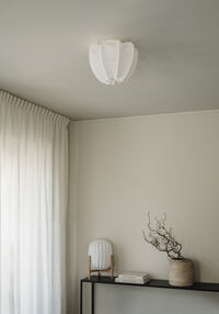 Anna Mini Flush Ceiling Light Linen White