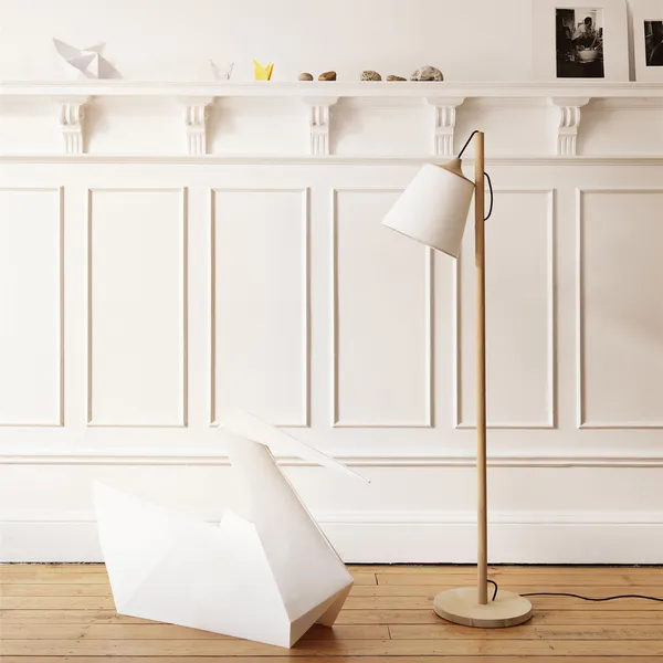 Pull Gulvlampe Hvit / Eik