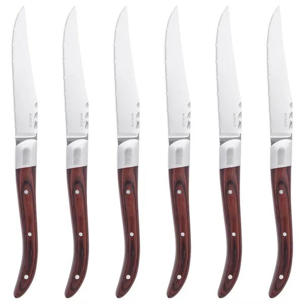 Steak Knives 6-pack Red Wood