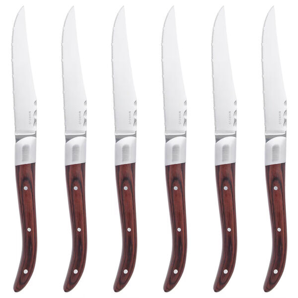 Steak Knives 6-pack Red Wood