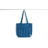 Outdoor Market Tote Bag Medium Blue With Beige Stripe