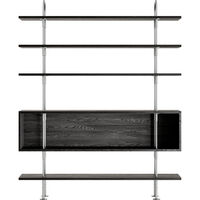 Keen Hyldesystem Med 4 Hylder / 1 Kassehylde 160 cm Satinpoleret Rustfrit stål / Sortbrun bejdset Ask