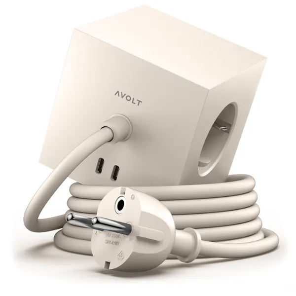 Square 1 Jatkojohto USB-C:llä / Magneetti 18 m Beige